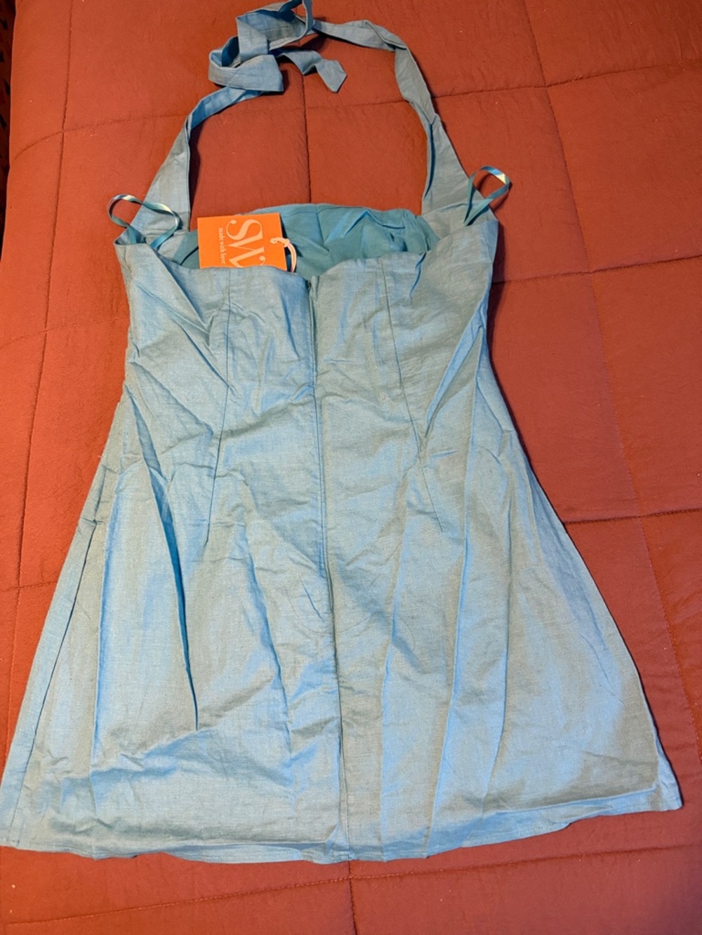 NWT Runaway the Label Blue halter mini dress - Picture 8 of 8